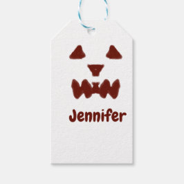 Brun Halloween, skrämmande ansikte fall, lägg till Presentetikett