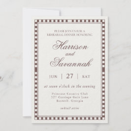 Brun Harlekinrutig Övningsmiddag Inbjudningar