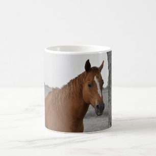 Brun häst, B&W Background Mugg