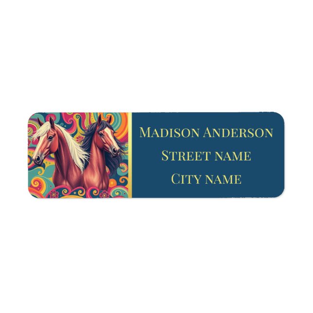 Brun häst färglös mönster-adressetikett för återvä returadress etikett (Framsidan)