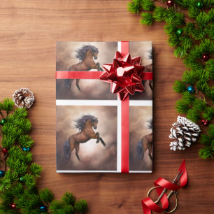 Brun häst för Friesian som fostrar upp med dimmiga Presentpapper