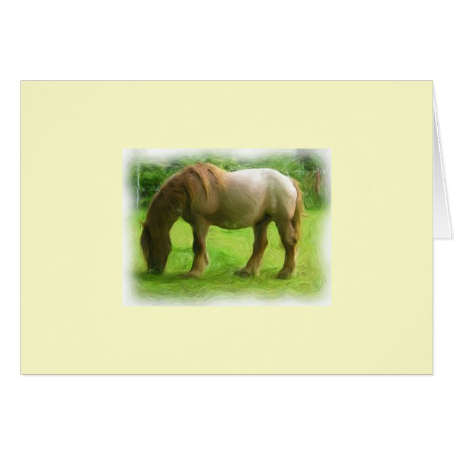 Brun häst hälsningskort (Framsidan Horizontal)