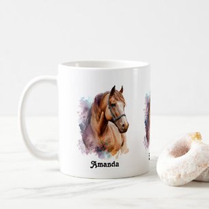 Brun häst huvudet porträtt i akvarell kaffemugg