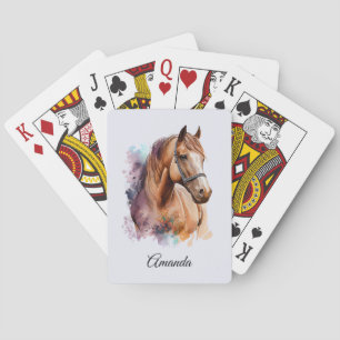 Brun häst huvudporträtt i akvarell casinokort