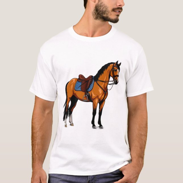 Brun häst med sadel t shirt (Framsida)
