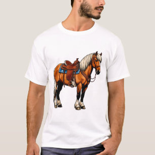 Brun häst med sadel t shirt