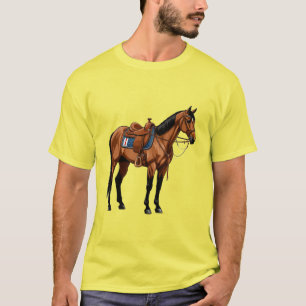 Brun häst med sadel t shirt