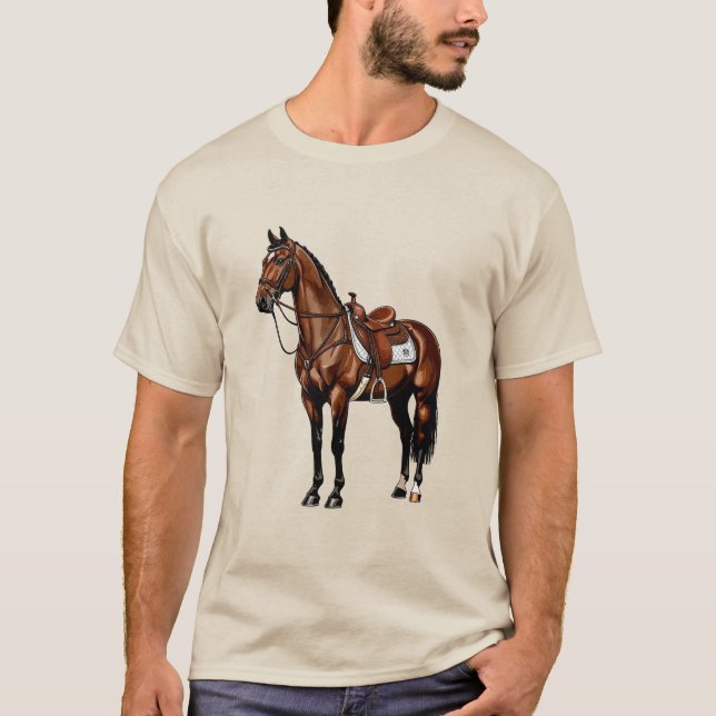 Brun häst med sadel t shirt (Framsida)