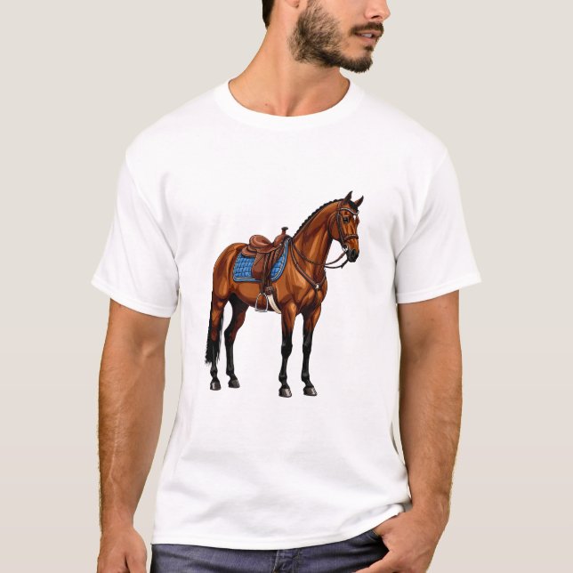 Brun häst med sadel t shirt (Framsida)
