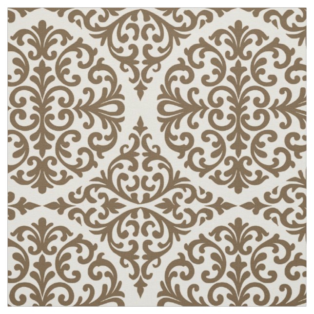 Brun Heritage Damask Tyg (Provkarta)