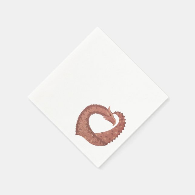 Brun hjärtdrake på vitt pappersservett (Hörn)