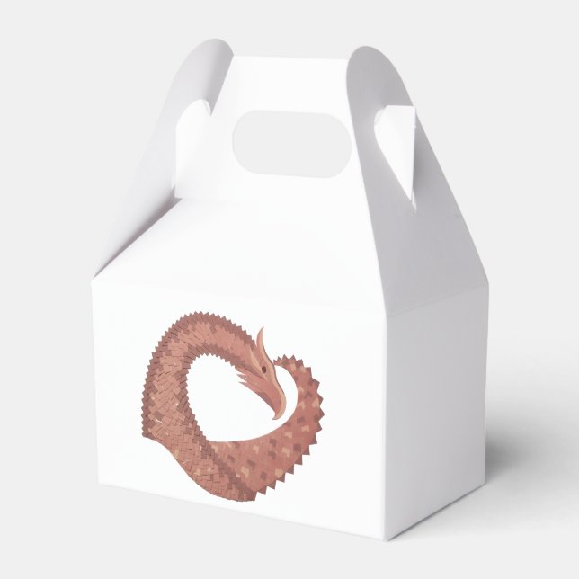 Brun hjärtdrake på vitt presentaskar (Framsidan Sidan)
