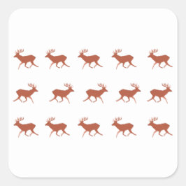 Brun hjort Gående Festlig Mönster   Fyrkantigt Klistermärke