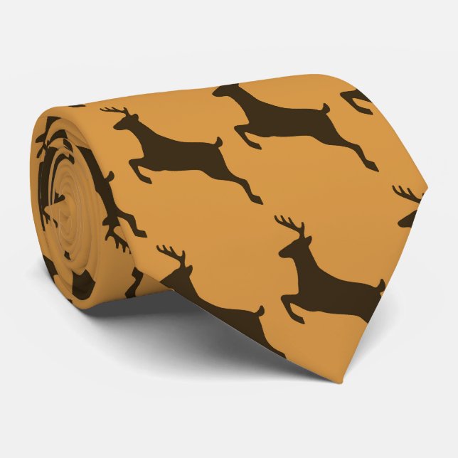 Brun Hjort på Tan Necktie Slips (Rullad)