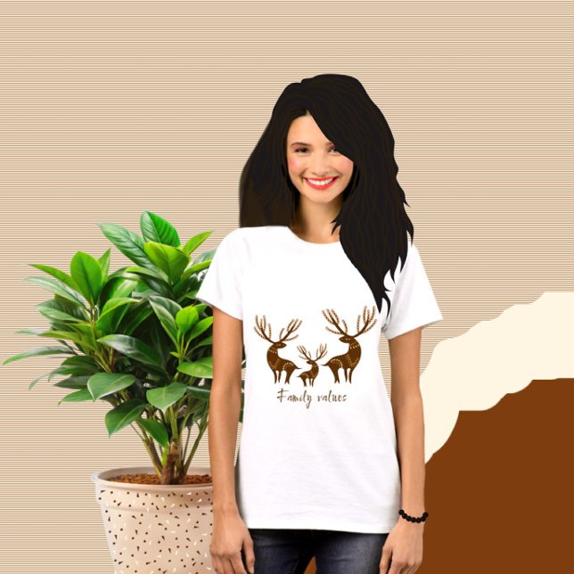 Brun hjortfamilj t shirt (Skapare uppladdad)