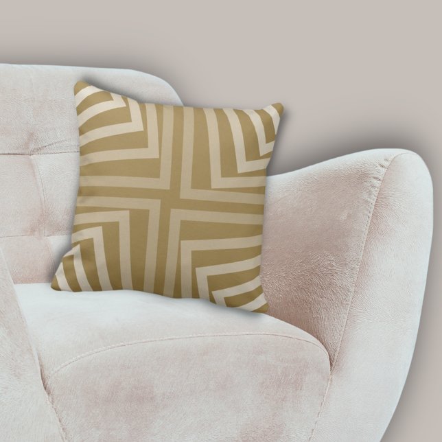 Brun hörn-Mönster-skuggor Dekorativ kudde (Elegant Nested Angular Corner Repeat Pattern Throw Pillow)