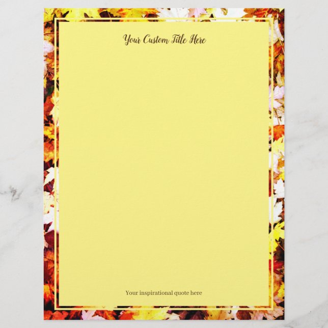 Brun höst löv fotot bröllop-stationär papper (Framsida)