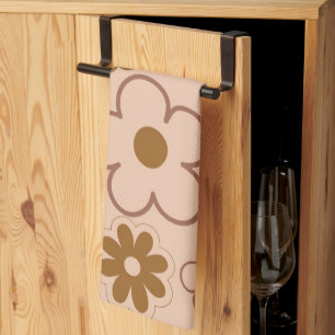 Brun höst Retro Y2K Hippie Flower Mönster Kökshandduk