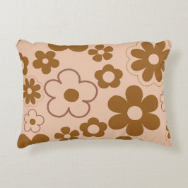 Brun höst Retro Y2K Hippie Flower Mönster Prydnadskudde