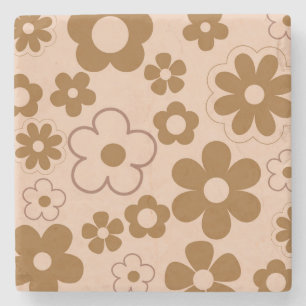 Brun höst Retro Y2K Hippie Flower Mönster Stenunderlägg
