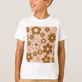 Brun höst Retro Y2K Hippie Flower Mönster T Shirt