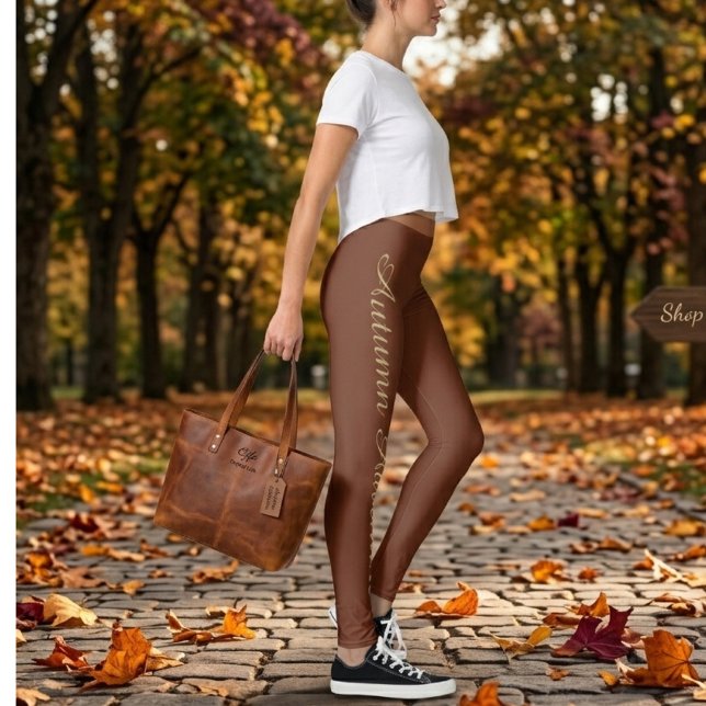 Brun höst typografi Leggings – Minimalistisk höst (Skapare uppladdad)