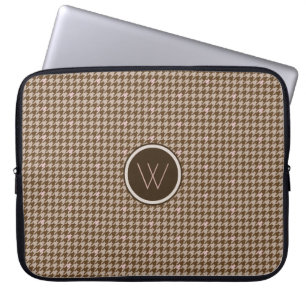 Brun Houndstooth-datorfodral med roséguld Laptop Fodral