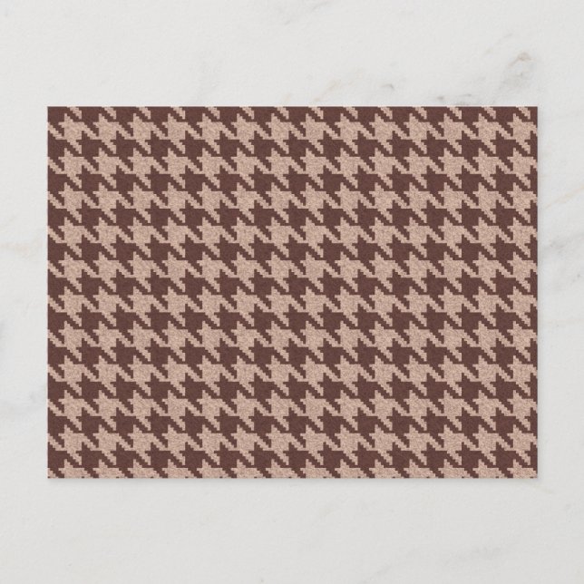 Brun Houndstooth Priddy Klassisk Mönster Tom Bilst Inbjudan Vykort (Framsida)