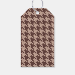 Brun Houndstooth Priddy Klassiskt Mönster Presentetikett
