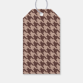 Brun Houndstooth Priddy Klassiskt Mönster Presentetikett