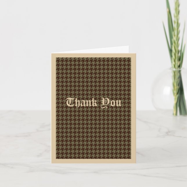 Brun Houndstooth Stilig Herrmönster Tack Kort (Framsida)