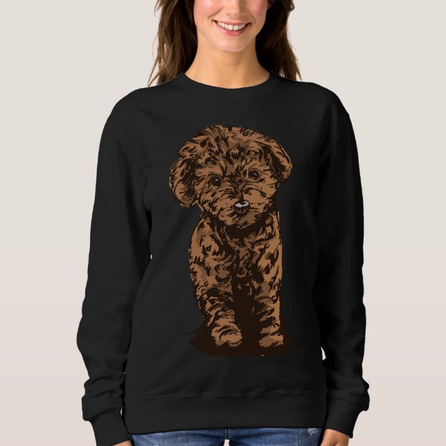 Brun Hund-bild av valpen Pudel T Shirt (Framsida)