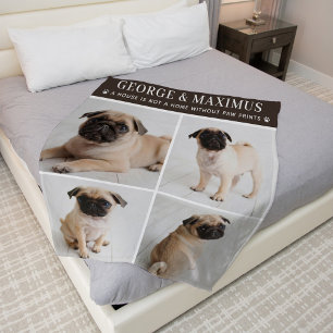 Brun hund Foto Paw Prints Citatfilt Fleecefilt
