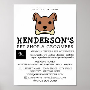 Brun Hund med ben, sällskapsdjur och groomer Poster