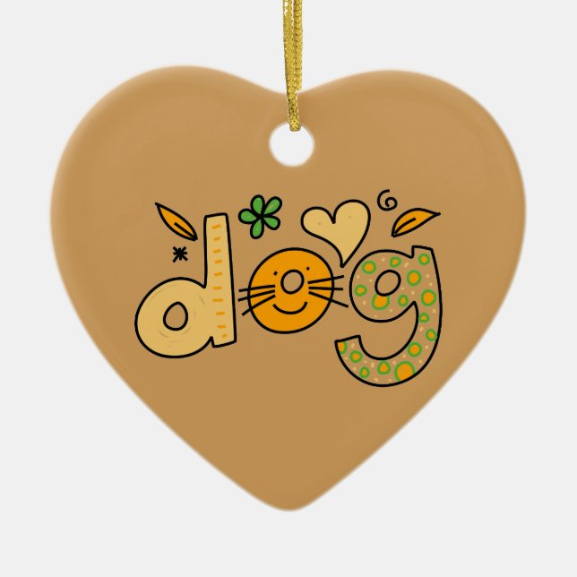Brun Hund Tecknad Hjärtat Ornament (Framsidan)