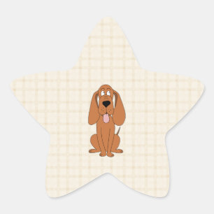 Brun Hund Tecknad. Hund. Stjärnformat Klistermärke