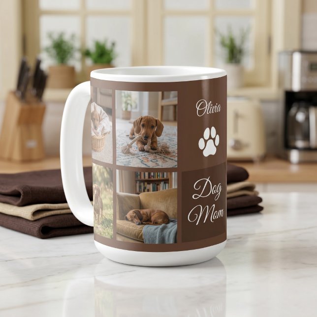 Brun Hundmamma Tassavtryck Åtta Bilder Anpassad Kaffemugg (Skapare uppladdad)