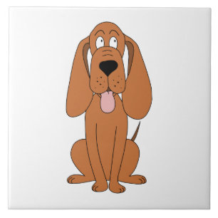 Brun hundtecknad. Hound. Kakelplatta