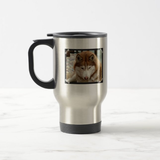 Brun Husky travel mug Resemugg (Vänster)