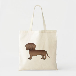 Brun illustration av dachshund med slät päls och s tygkasse