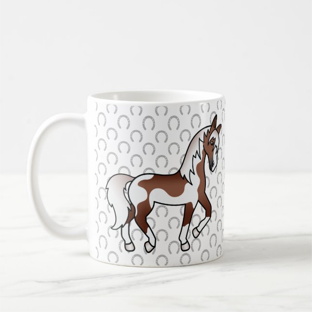 Brun illustration av Pinto Cartoon Travande Häst Kaffemugg (Vänster)