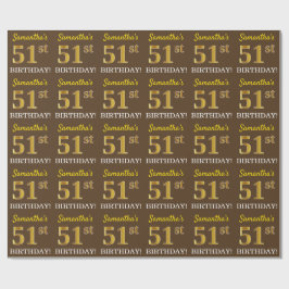 Brun, imitation guld look "51-ÅRSDAG" Presentpapper