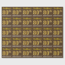 Brun, Imitation Guld ser "80 BIRTHDAY" Presentpapper