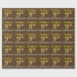 Brun, Imitation Guld ser "9:e BIRTHDAY" Presentpapper