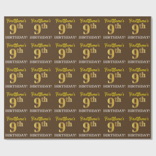 Brun, Imitation Guld ser "9:e BIRTHDAY" Presentpapper