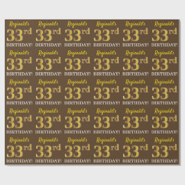 Brun, Imitation Guld titta "33:e BIRTHDAY" Presentpapper