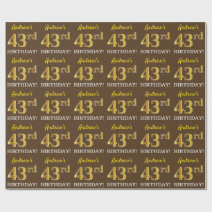 Brun, Imitation Guld titta "43:e BIRTHDAY" Presentpapper