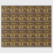 Brun, Imitation Guld titta "63:e BIRTHDAY"