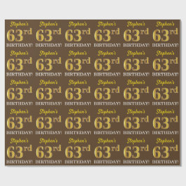 Brun, Imitation Guld titta "63:e BIRTHDAY" Presentpapper