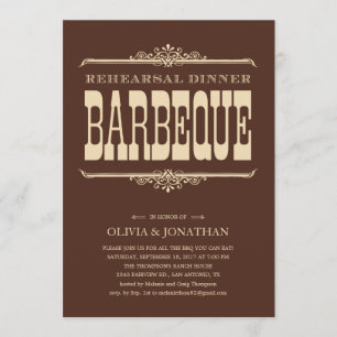 Brun inbjudan för vintagegrillfestrepetition